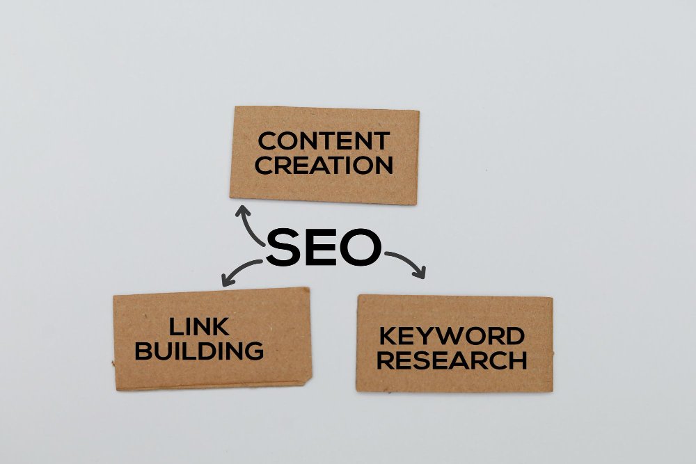 Laptop met een stijgende grafiek van SEO-resultaten na het kopen van backlinks